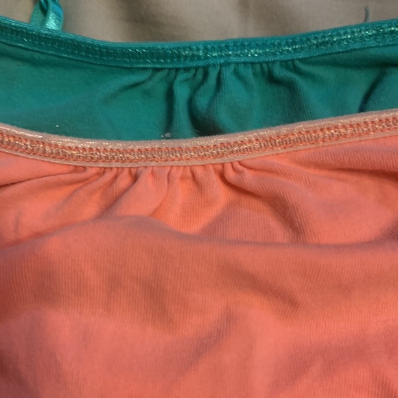 Bundle of 2 girls Cherokee adjustable spaghetti strap tanks cantaloupe & teal - Picture 10 of 10